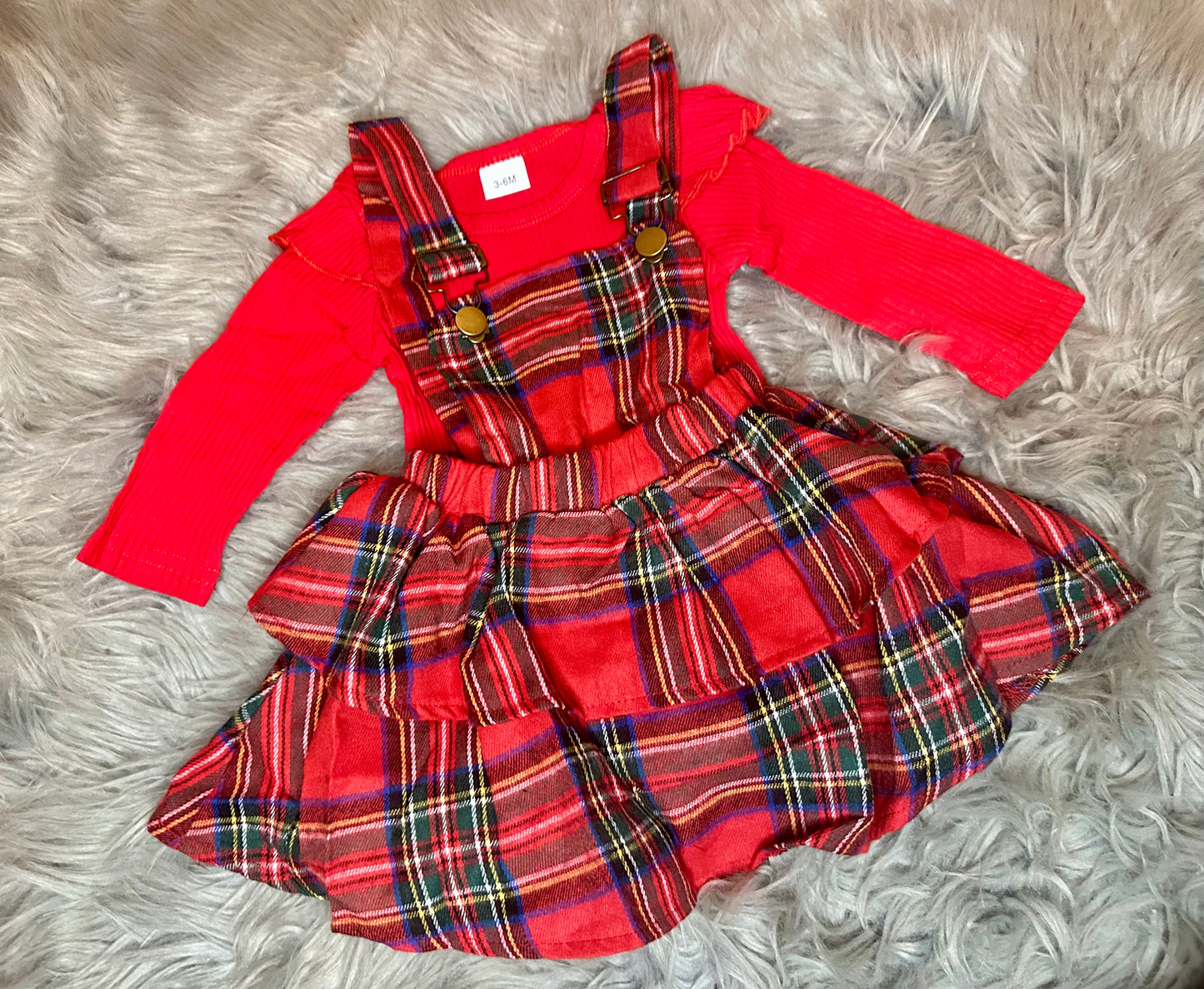 Plaid Overall Skirt Set