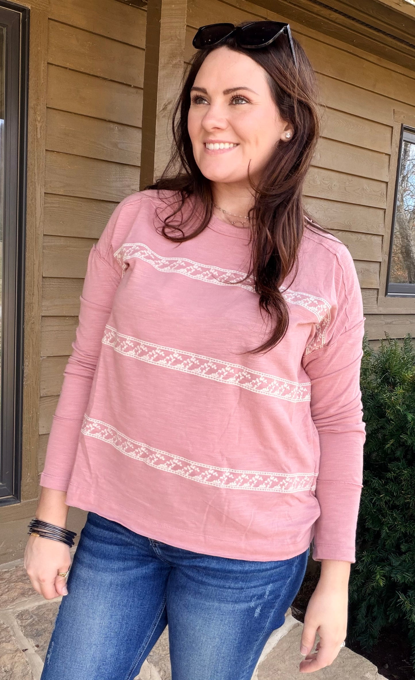 Dusty Rose Embellished Top