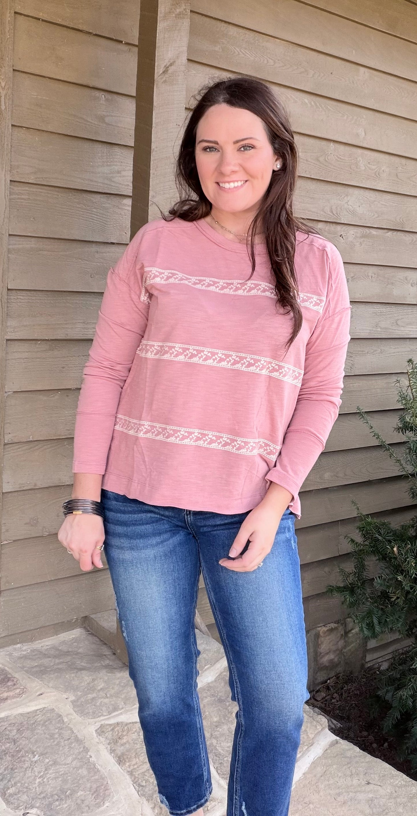 Dusty Rose Embellished Top