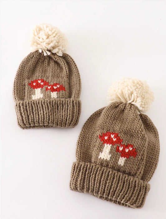 Mushroom Pom Pom Beanie