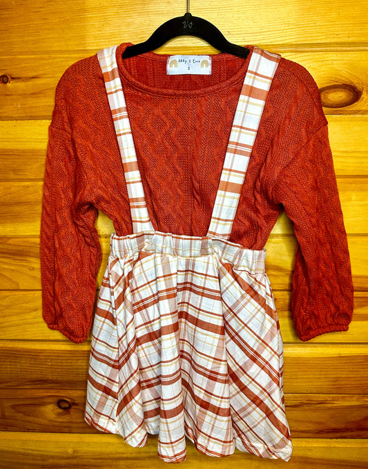 Orange Plaid Skirt Set