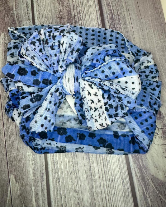 Denim Dot Ruffled Bow