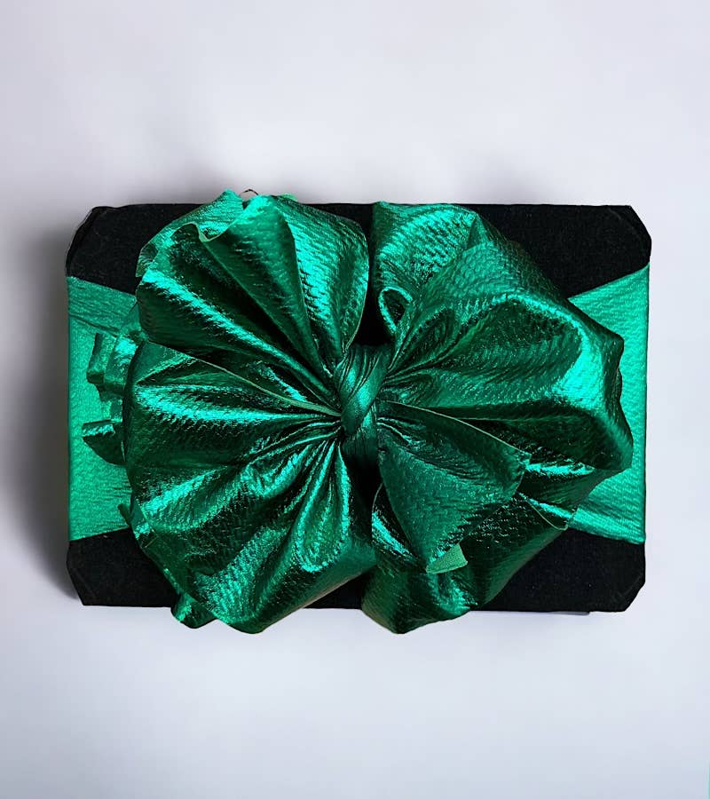 Clover Green Tassel Headwrap Bow