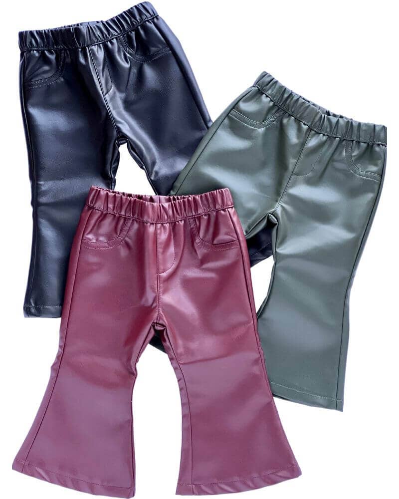 Sophie Pleather Bell Bottoms - Wine