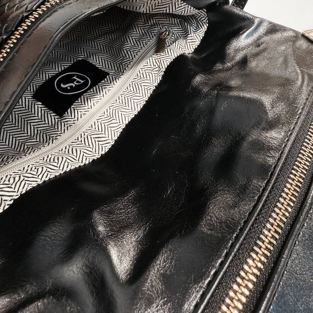 Wrenlee Woven Flap Crossbody: Black