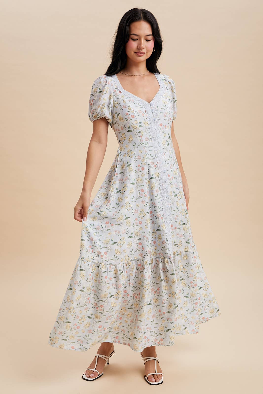Floral Lace Trim Maxi