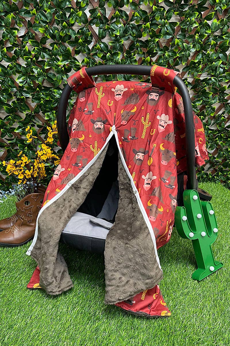 Maroon Cowboy Car seat Cover