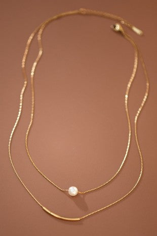 Pearl Double Herringbone Necklace
