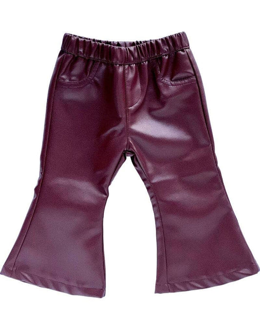 Sophie Pleather Bell Bottoms - Wine